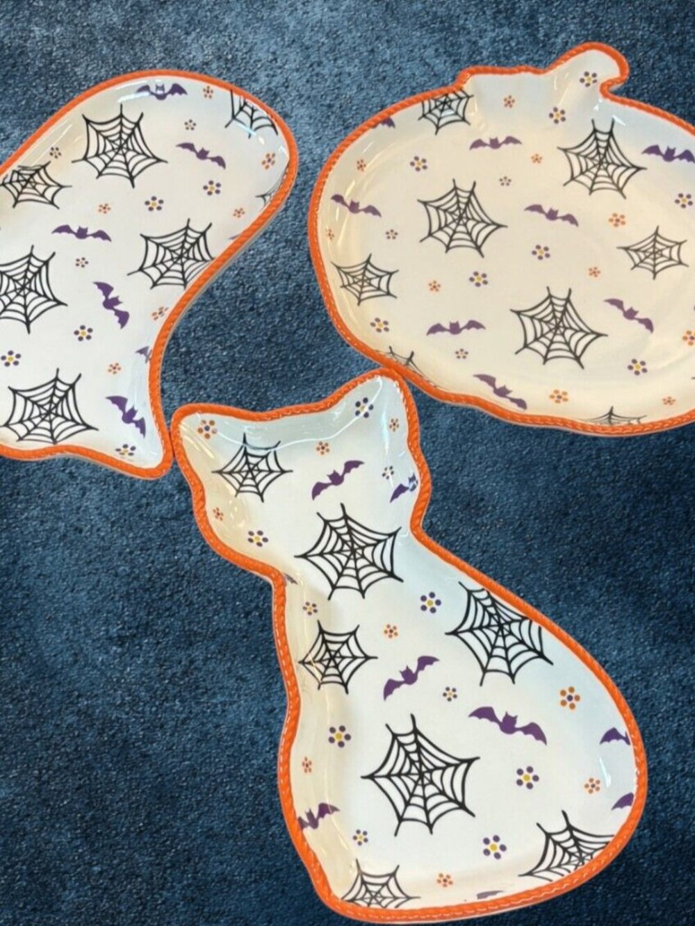 Temp-tations Boofetti Set of (3) Figural Plates Ghost Cat Pumpkin